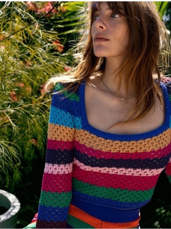 Zara Sweaters - Crochet long-sleeved rainbow top M Zara cropped